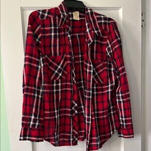 Red Plaid Button-Up Shirt